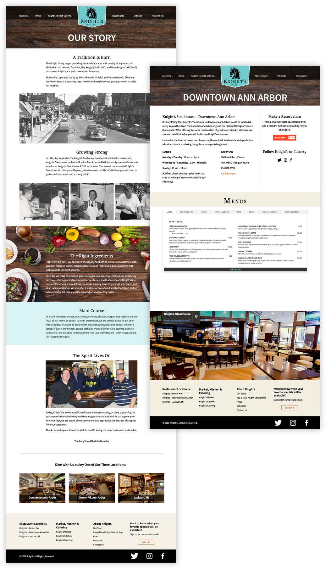 Knight's Restaurants Our Story Page